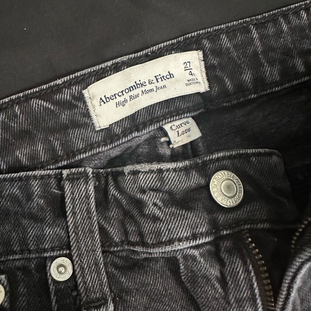 Abercrombie Black Faded High Rise Mom Jeans